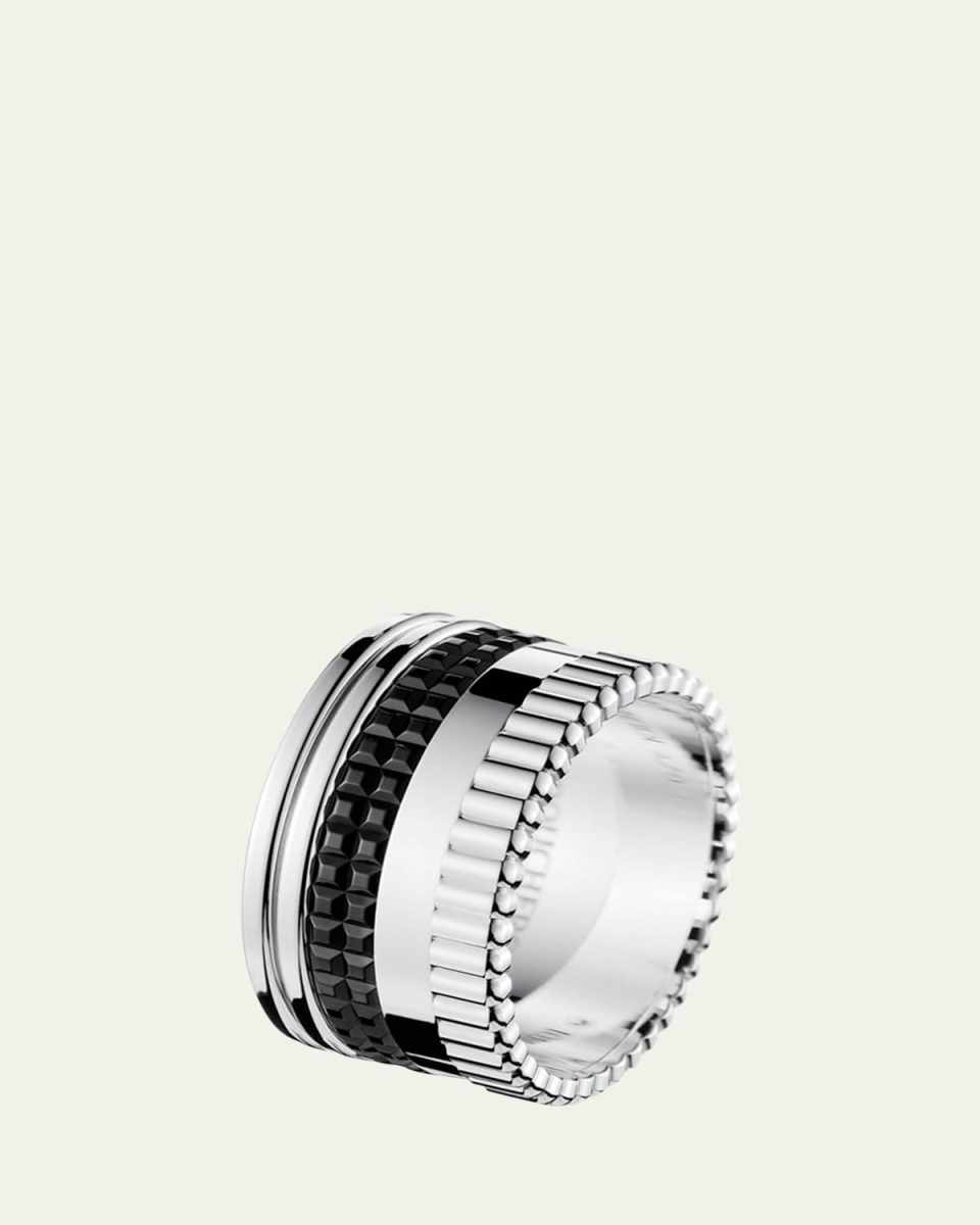 Quatre Large Ring in White Gold with Black PVD, Size